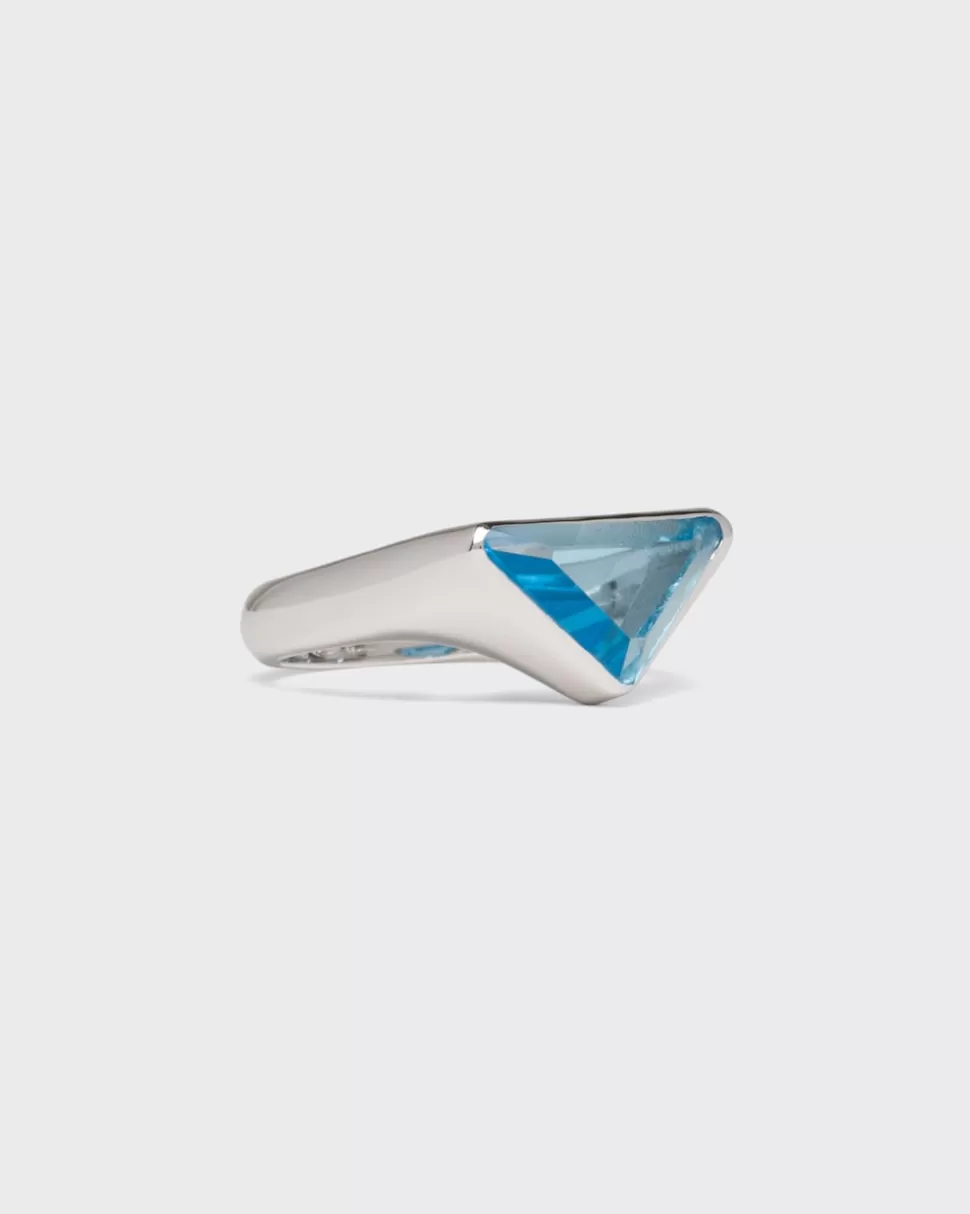 Prada Anillo Con Logo Y Topacio Azul Suizo^Hombre JOYAS DE PLATA