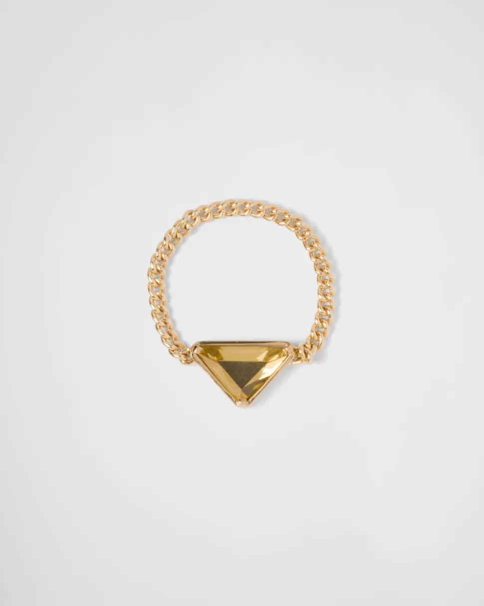 Prada Anillo Eternal Gold: Oro Y Cuarzo Verde^Mujer COLECCIÓN DE JOYERÍA ELEGANTE