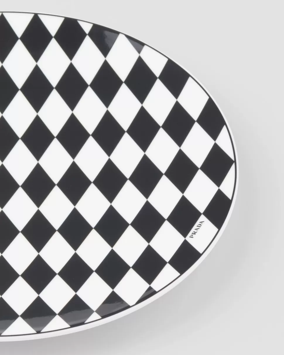 Prada Bajoplato De Porcelana - Checkerboard^ PLATOS Y BOLES