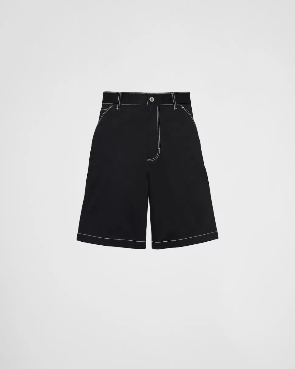 Prada Bermudas De Algodón Elástico^Hombre PANTALONES Y BERMUDAS