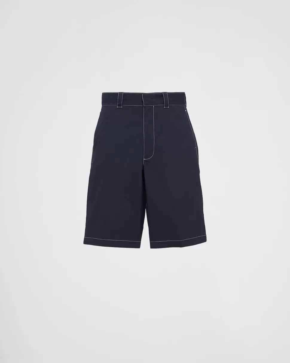 Prada Bermudas De Popelín Elástico^Hombre PANTALONES Y BERMUDAS