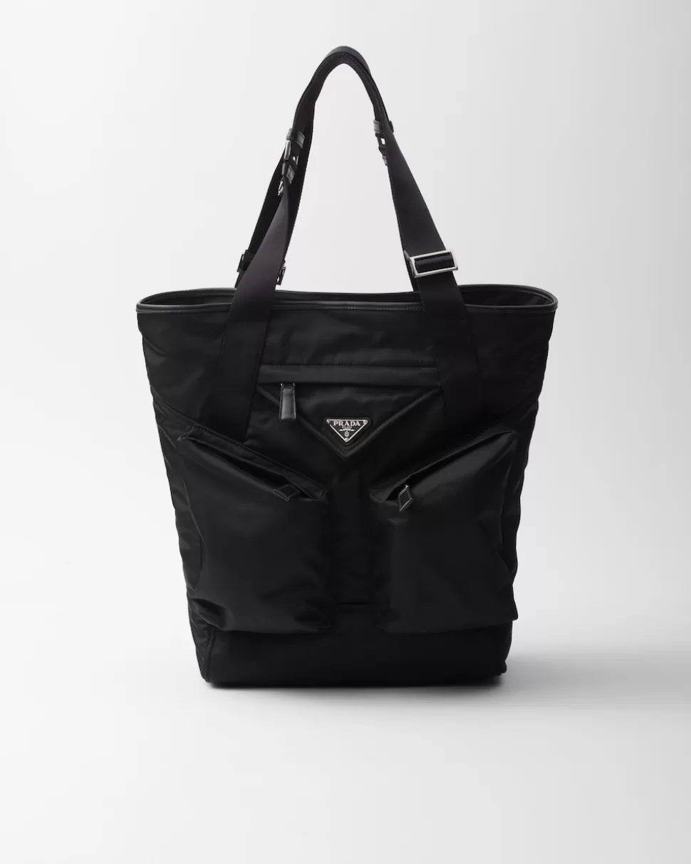 Prada Bolso Tote De Piel Y Re-nylon^Hombre BOLSOS GRANDES