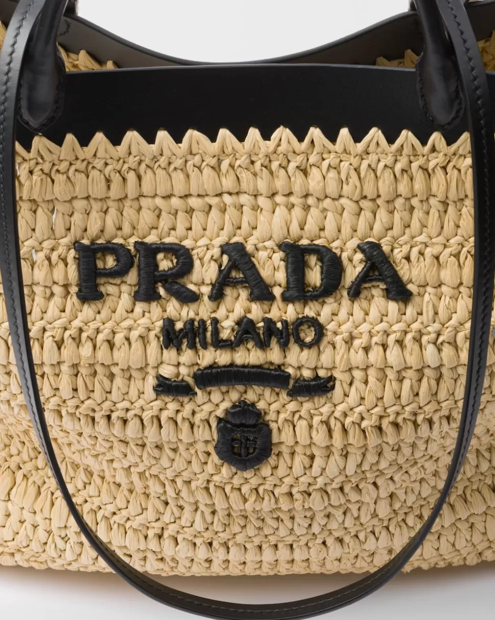 Prada Bolso Tote De Tamaño Medio En Tejido Trenzado Y Piel^Mujer PRADA SUMMER BAGS | BOLSOS GRANDES