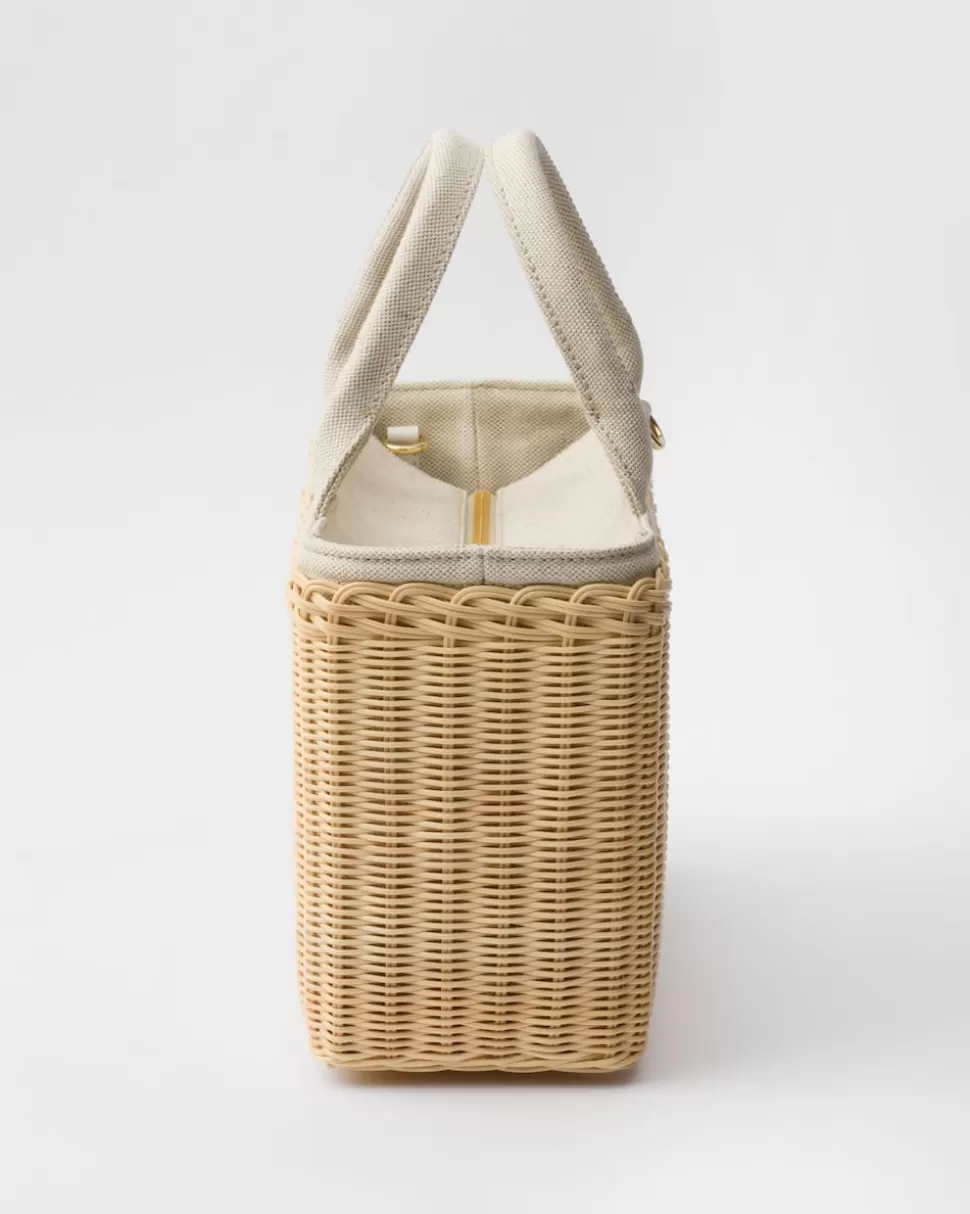 Prada Bolso Tote Mediano De Tejido Trenzado Y Mezcla De Lino^Mujer PRADA SUMMER BAGS | BOLSOS GRANDES