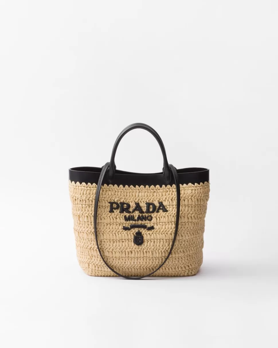 Prada Bolso Tote Pequeño En Tejido Trenzado Y Piel^Mujer PRADA SUMMER BAGS | BOLSOS GRANDES