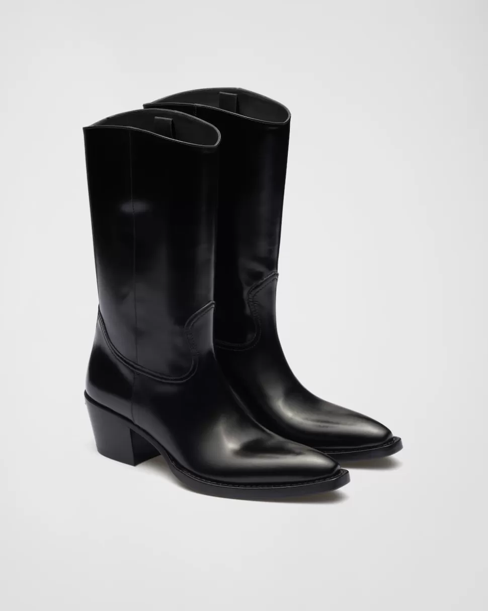 Prada Botas Camperas De Piel Cepillada^Mujer BOTINAS Y BOTAS