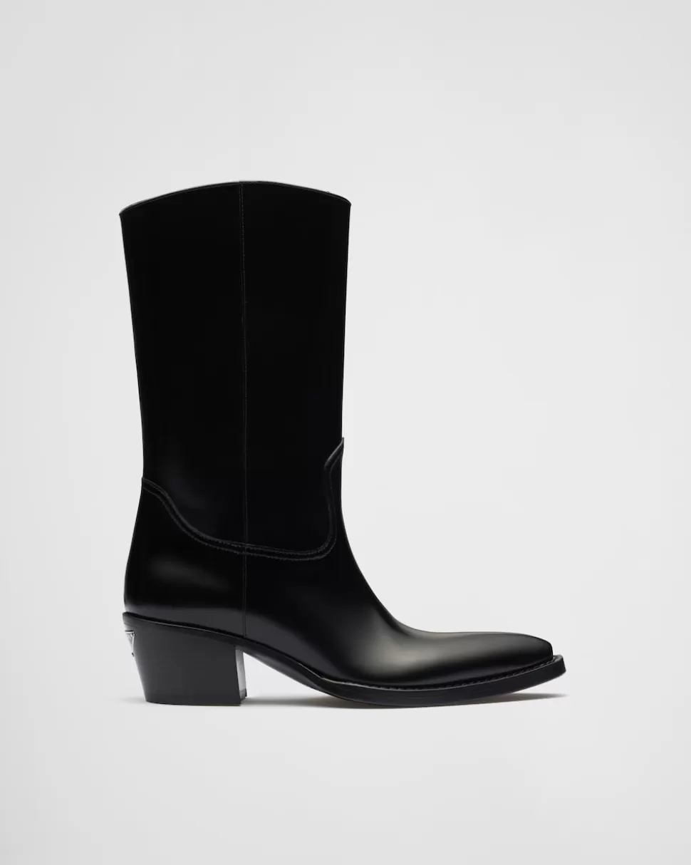 Prada Botas Camperas De Piel Cepillada^Mujer BOTINAS Y BOTAS