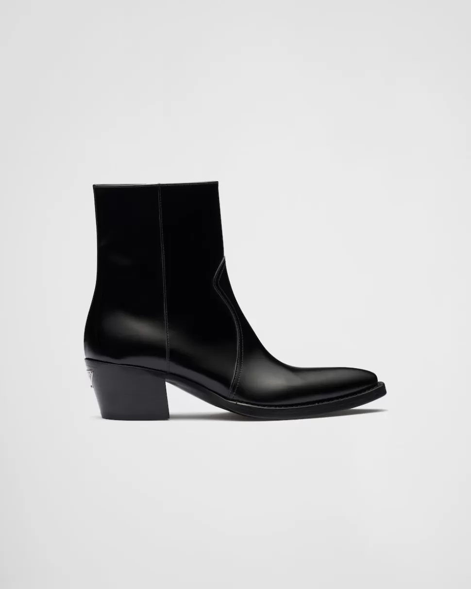 Prada Botas Camperas De Piel Cepillada^Mujer BOTINAS Y BOTAS