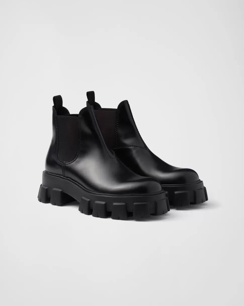 Prada Botas Chelsea Monolith En Piel Cepillada^Hombre BOTAS