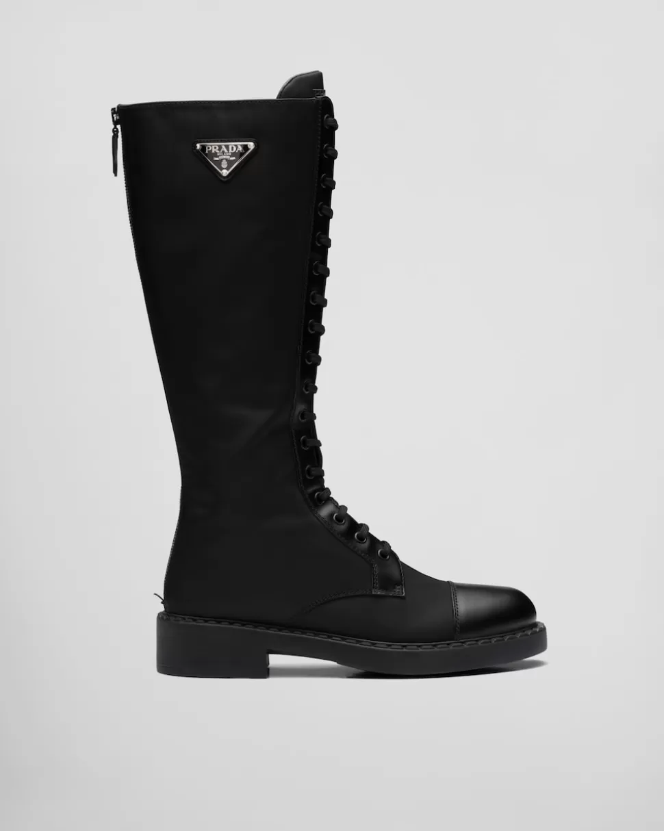 Prada Botas De Piel Cepillada Y Re-nylon^Mujer BOTINAS Y BOTAS