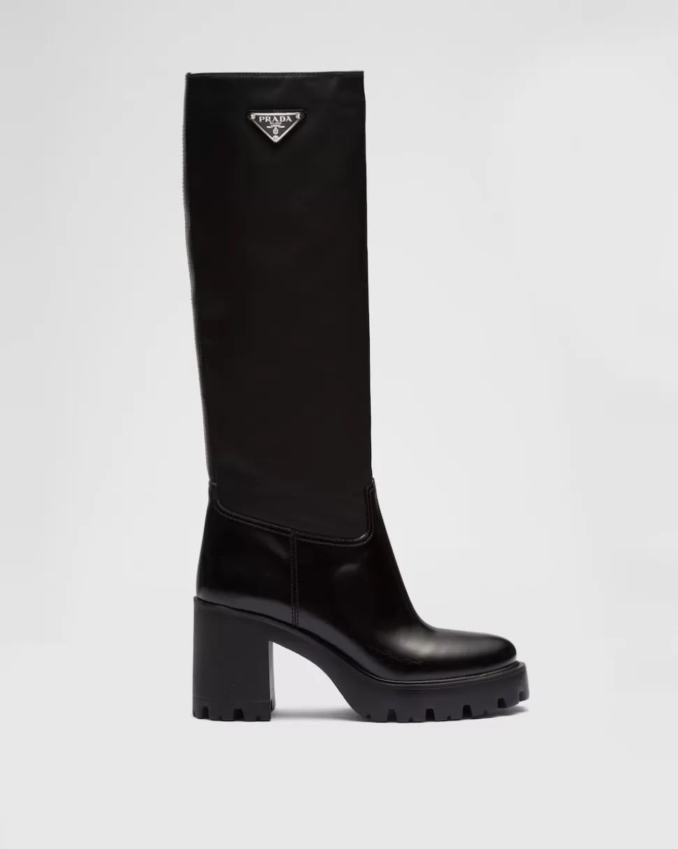 Prada Botas De Piel Y Re-nylon^Mujer BOTINAS Y BOTAS