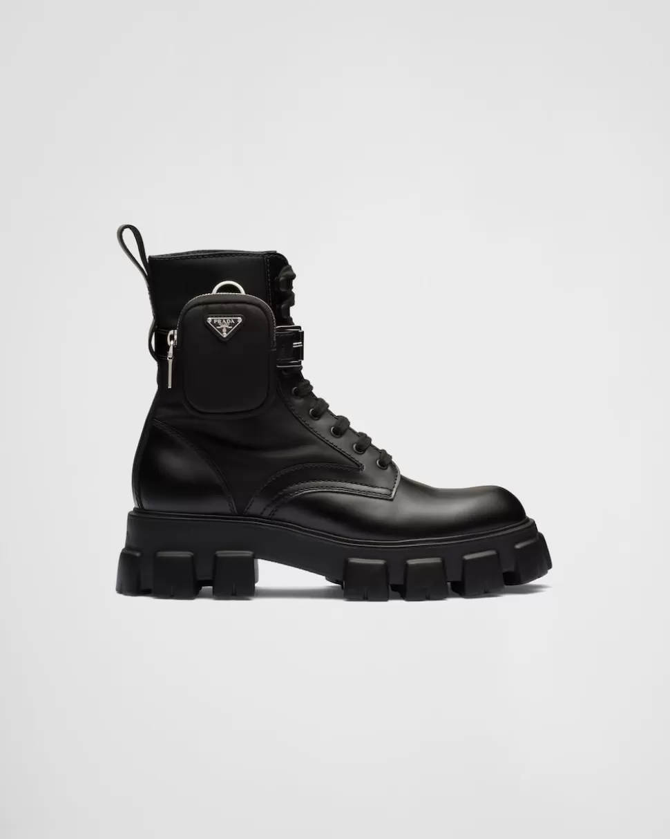 Prada Botas Monolith En Re-nylon Y Piel Cepillada^Hombre BOTAS