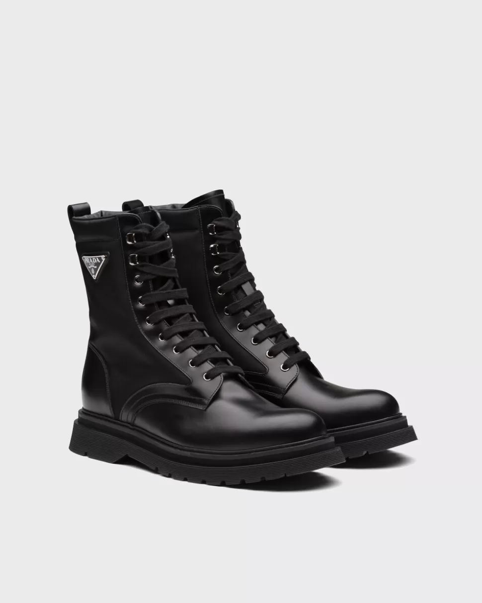 Prada Botines De Re-nylon Y Piel Rois Cepillada^Hombre BOTAS