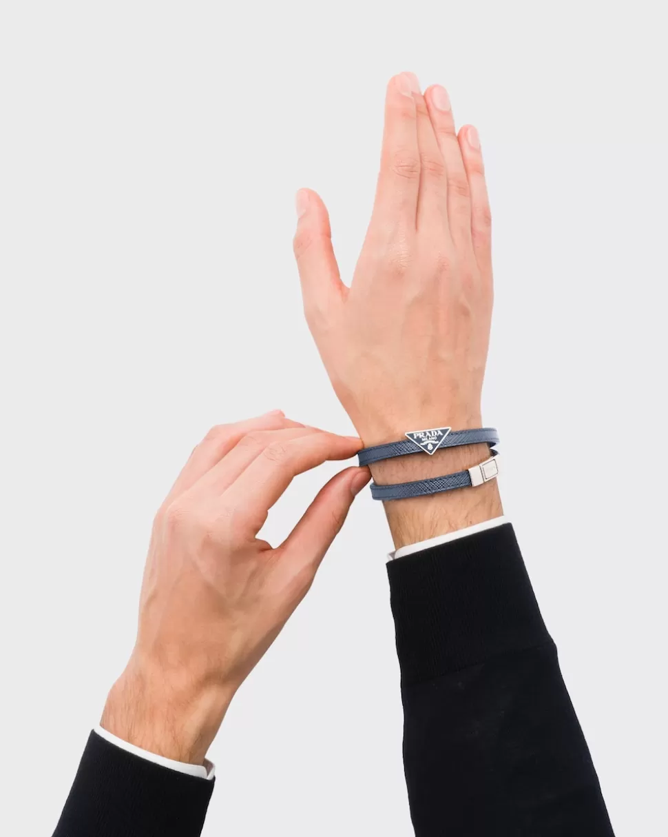 Prada Brazalete De Piel Saffiano^Hombre JOYAS DE FANTASÍA