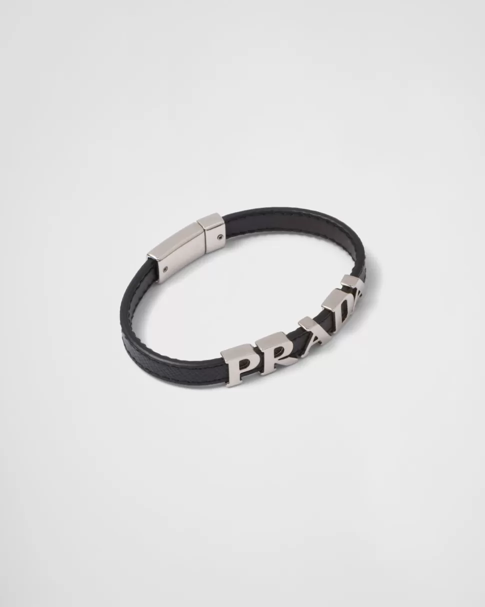 Prada Brazalete De Piel Saffiano^Hombre JOYAS DE FANTASÍA