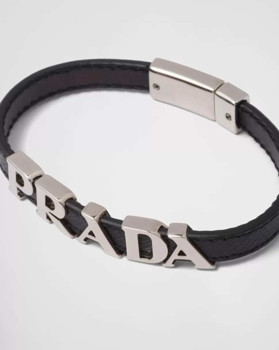 Prada Brazalete De Piel Saffiano^Hombre JOYAS DE FANTASÍA