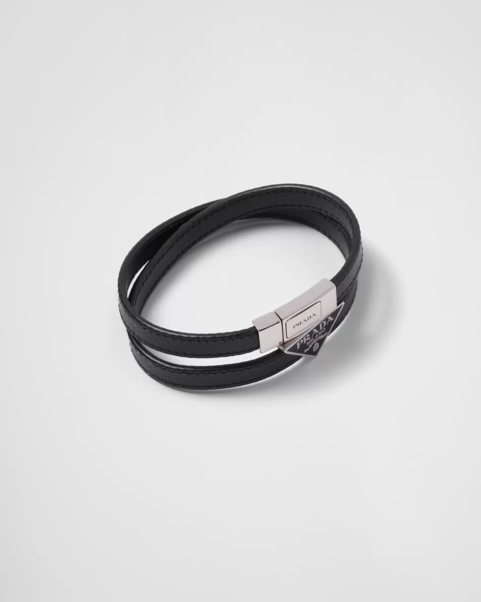 Prada Brazalete De Piel Saffiano^Hombre JOYAS DE FANTASÍA