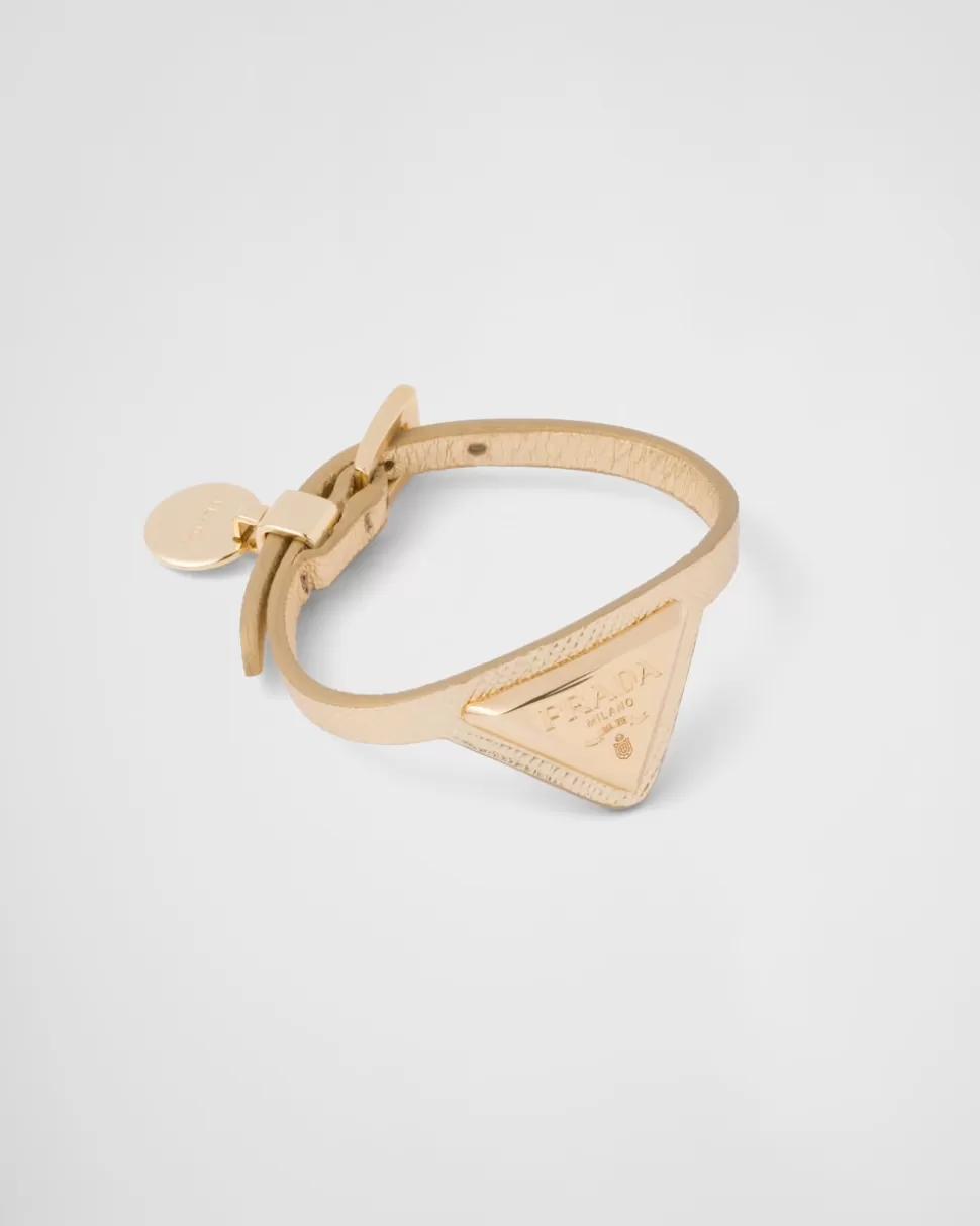 Prada Brazalete De Piel Saffiano Y Metal^Mujer JOYAS DE FANTASÍA