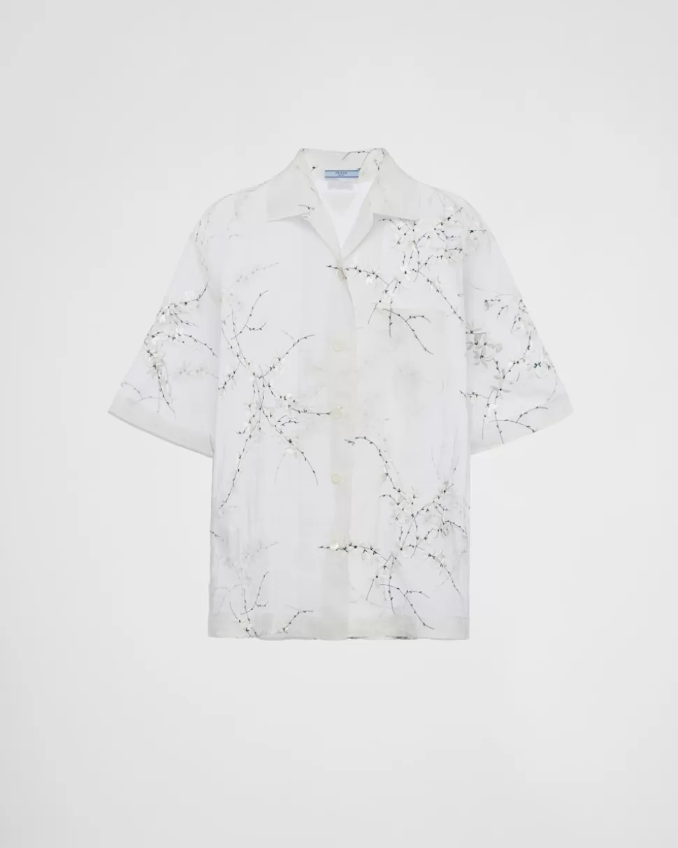 Prada Camisa Con Bordado Superpuesto^Mujer CAMISAS Y TOPS