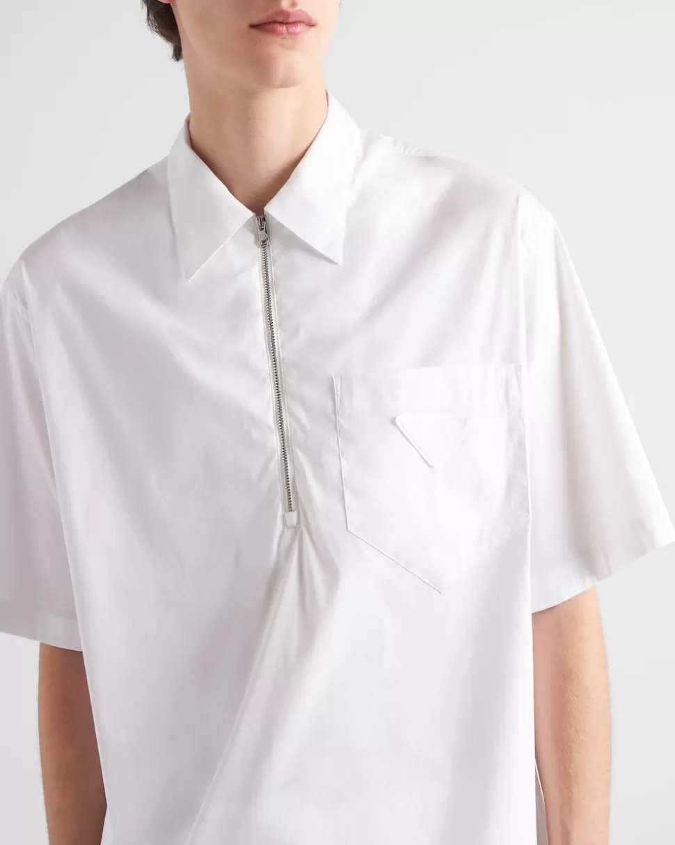Prada Camisa De Algodón Elástico De Manga Corta^Hombre CAMISAS