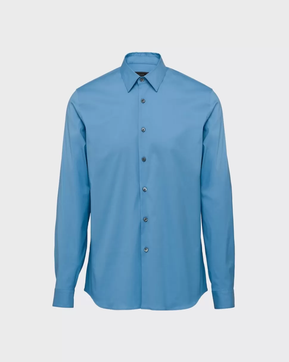 Prada Camisa De Popelina Elástica^Hombre CAMISAS