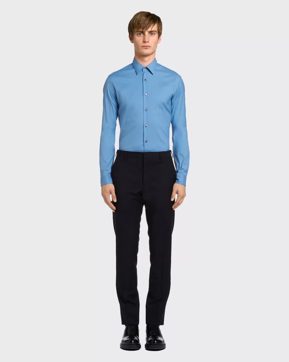 Prada Camisa De Popelina Elástica^Hombre CAMISAS