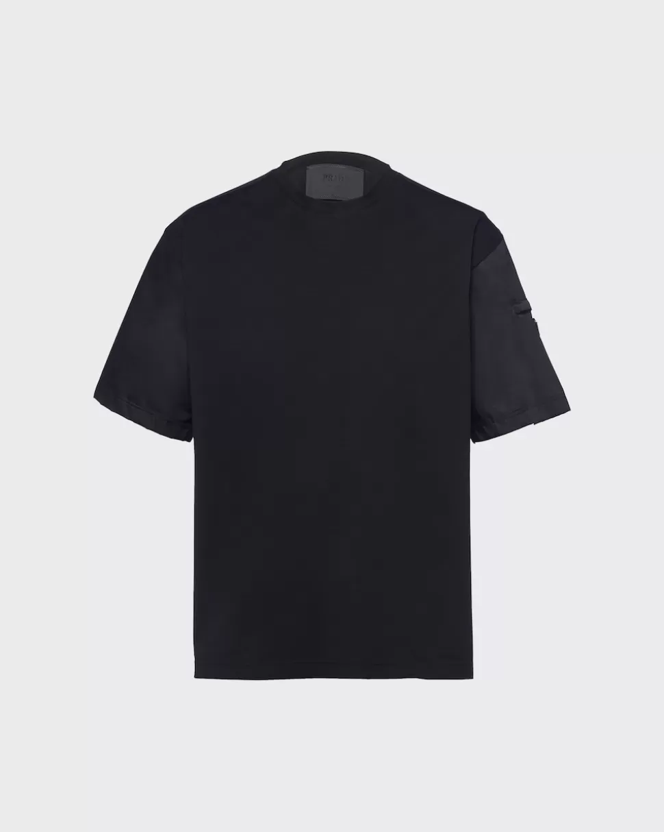 Prada Camiseta De Algodón Con Detalles De Re-nylon^Hombre CAMISETAS Y POLOS