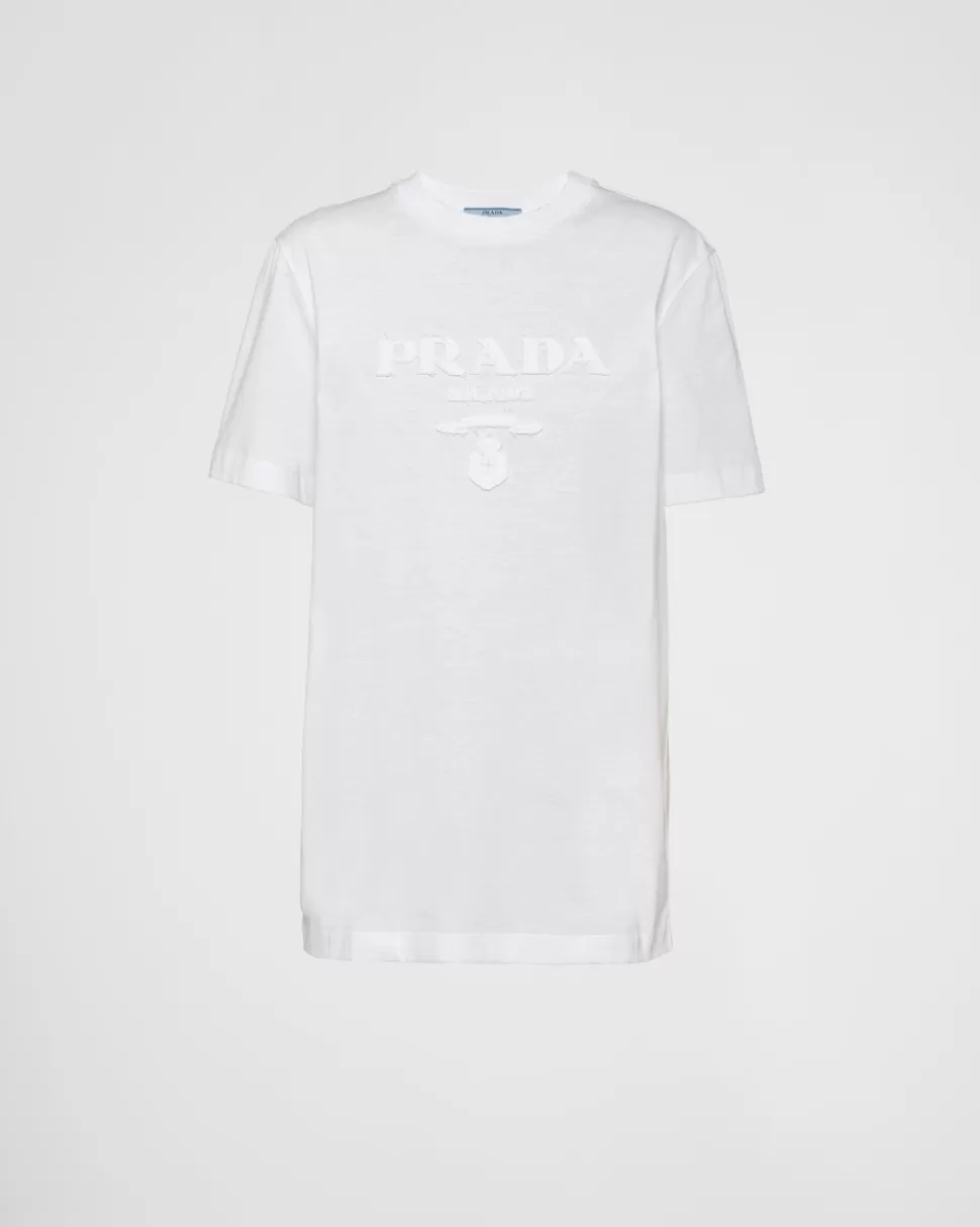 Prada Camiseta De Punto Bordada^Mujer CAMISETAS Y SUDADERAS