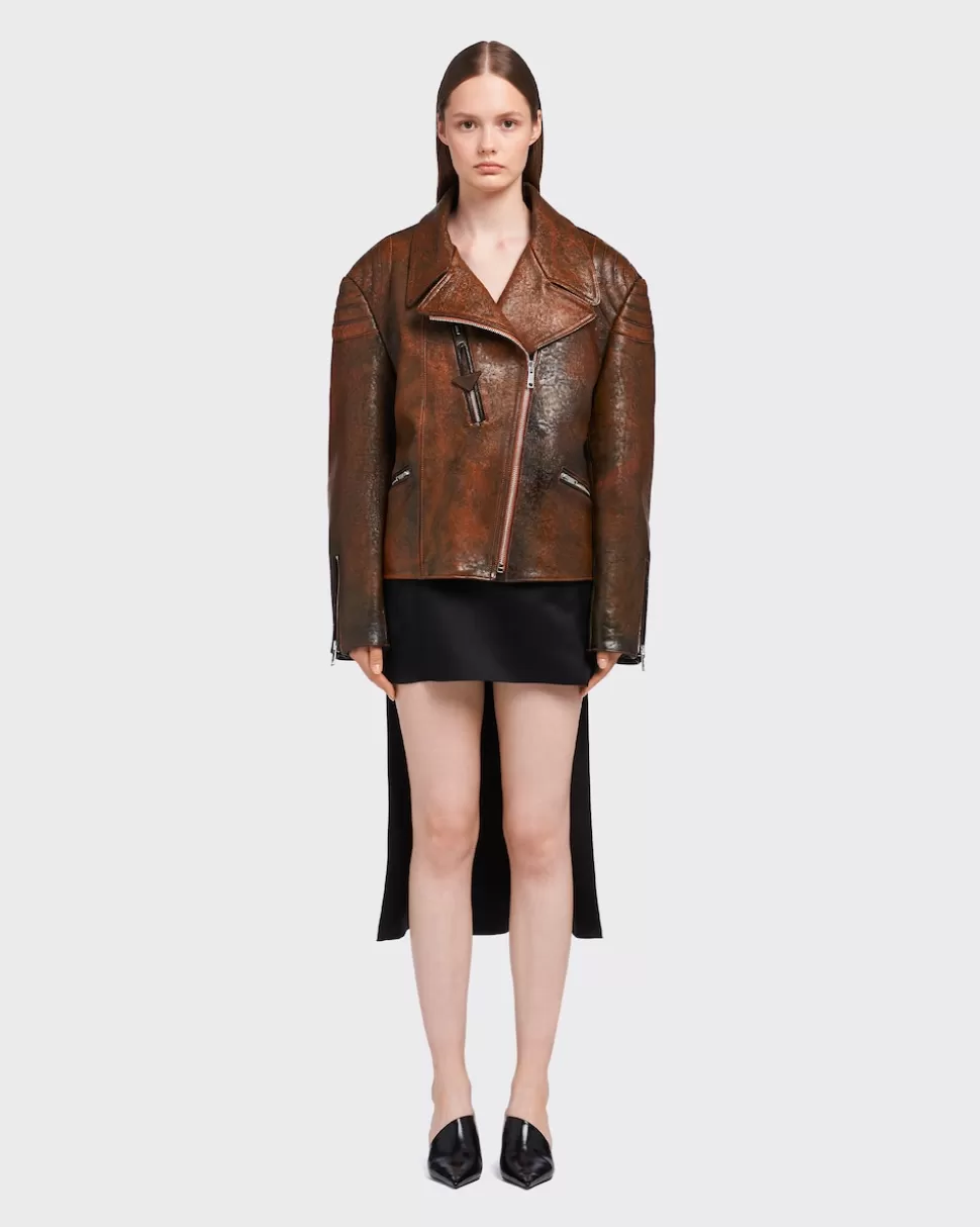 Prada Chaqueta Biker De Piel^Mujer ROPA DE PIEL