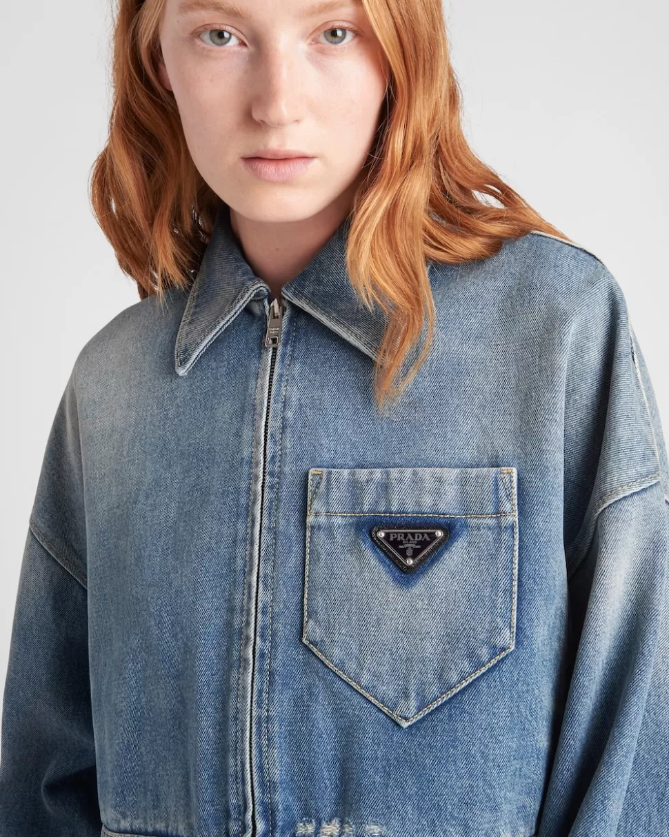 Prada Chaqueta Corta De Tejido Vaquero Orgánico^Mujer TEJIDO VAQUERO