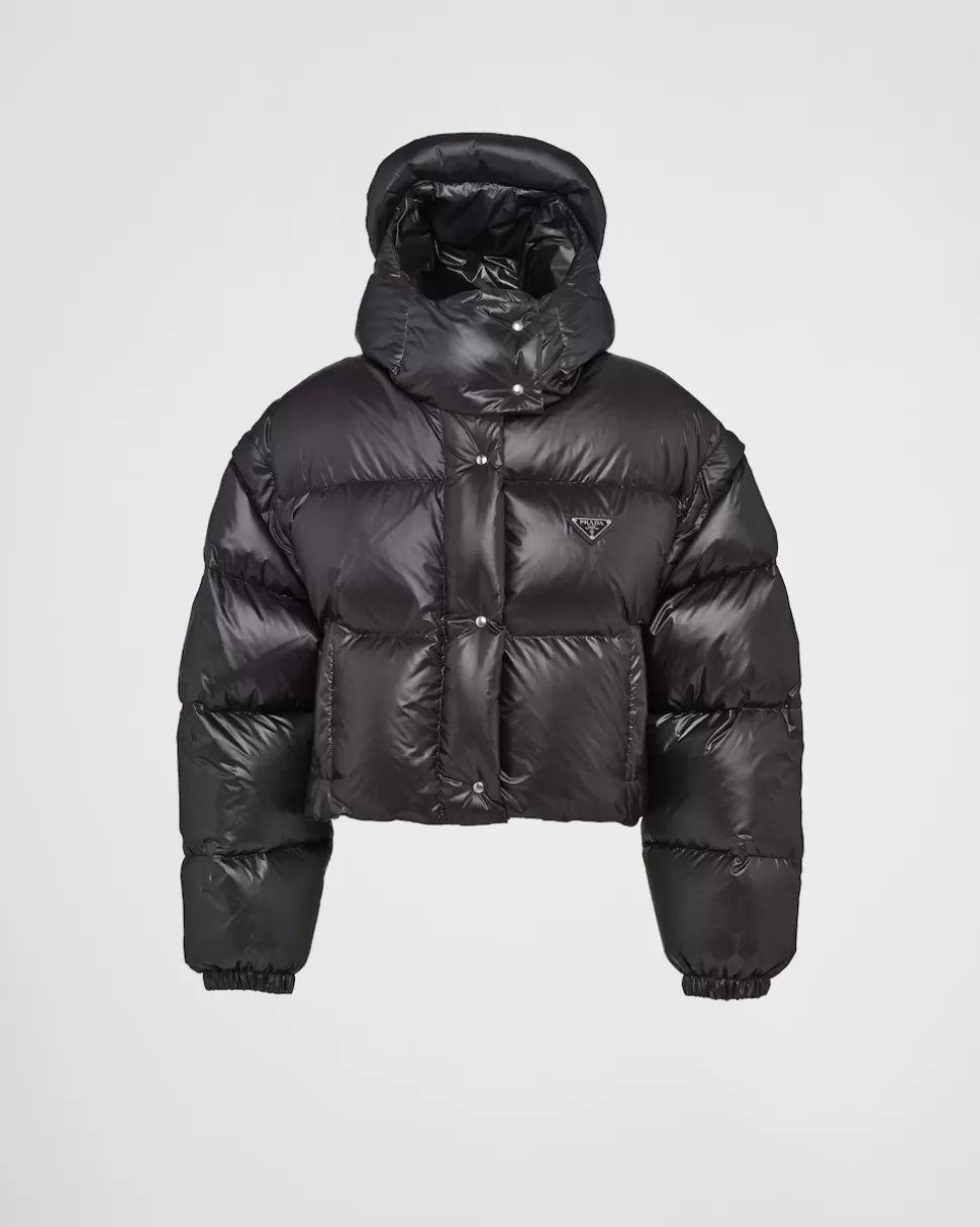 Prada Chaqueta De Plumón Corta Convertible De Re-nylon^Mujer ROPA DE ABRIGO