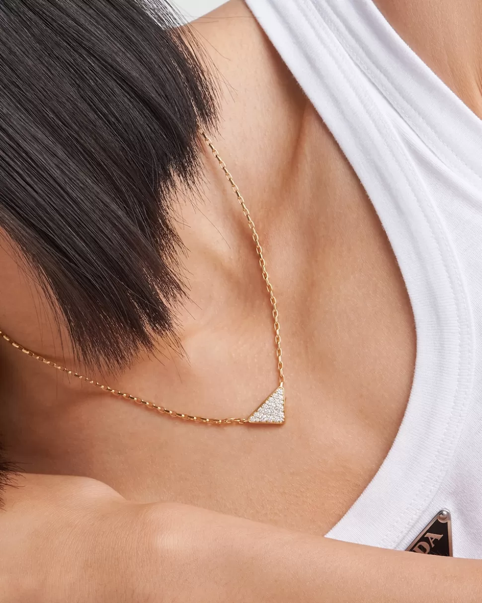 Prada Collar Con Minicolgante Triangular Eternal Gold De Oro Amarillo Y Diamantes^Mujer/Hombre COLECCIÓN DE JOYERÍA ELEGANTE | COLECCIÓN DE JOYERÍA ELEGANTE