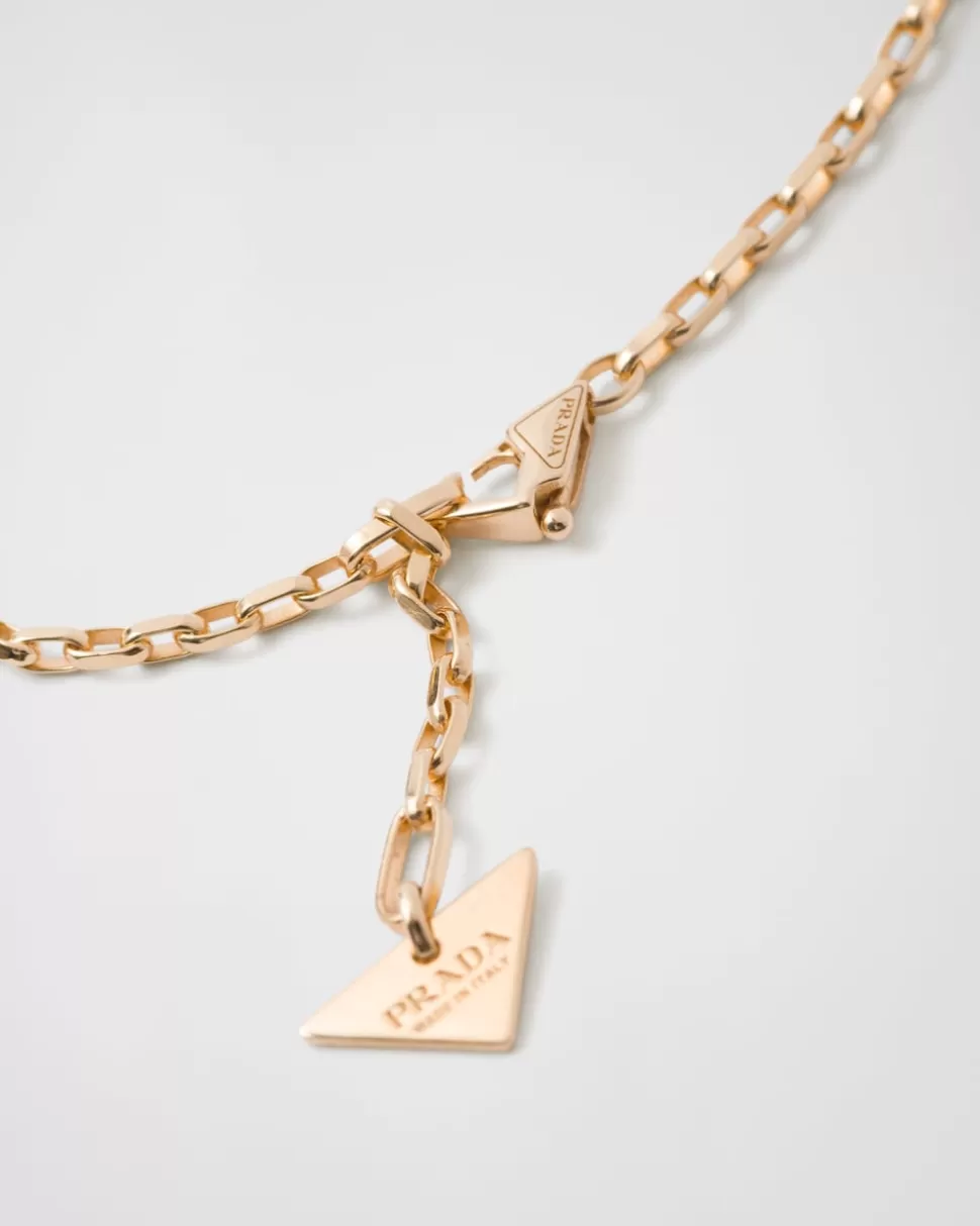 Prada Collar Con Minicolgante Triangular Eternal Gold De Oro Amarillo Y Diamantes^Mujer/Hombre COLECCIÓN DE JOYERÍA ELEGANTE | COLECCIÓN DE JOYERÍA ELEGANTE