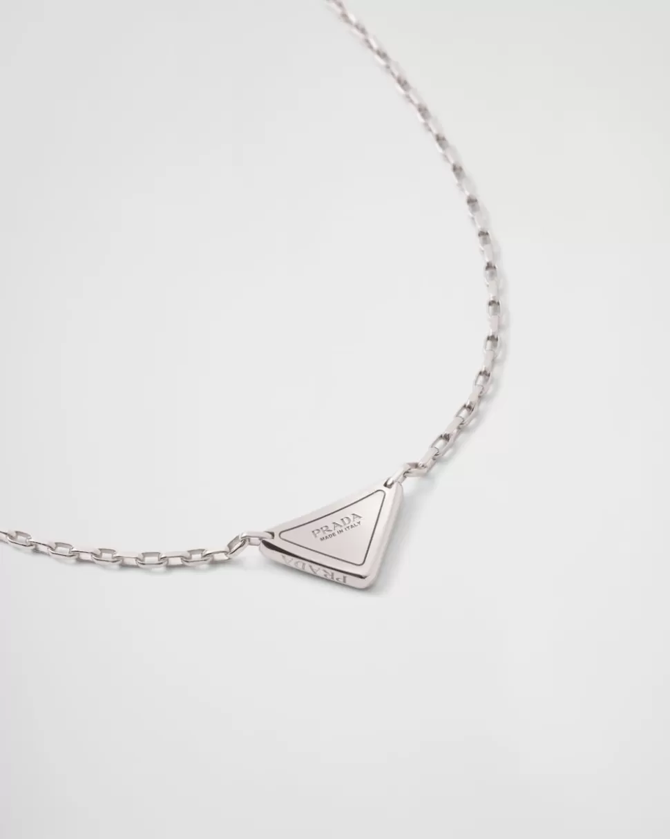 Prada Collar Con Minicolgante Triangular Eternal Gold En Oro Blanco Y Diamantes^Mujer/Hombre COLECCIÓN DE JOYERÍA ELEGANTE | COLECCIÓN DE JOYERÍA ELEGANTE