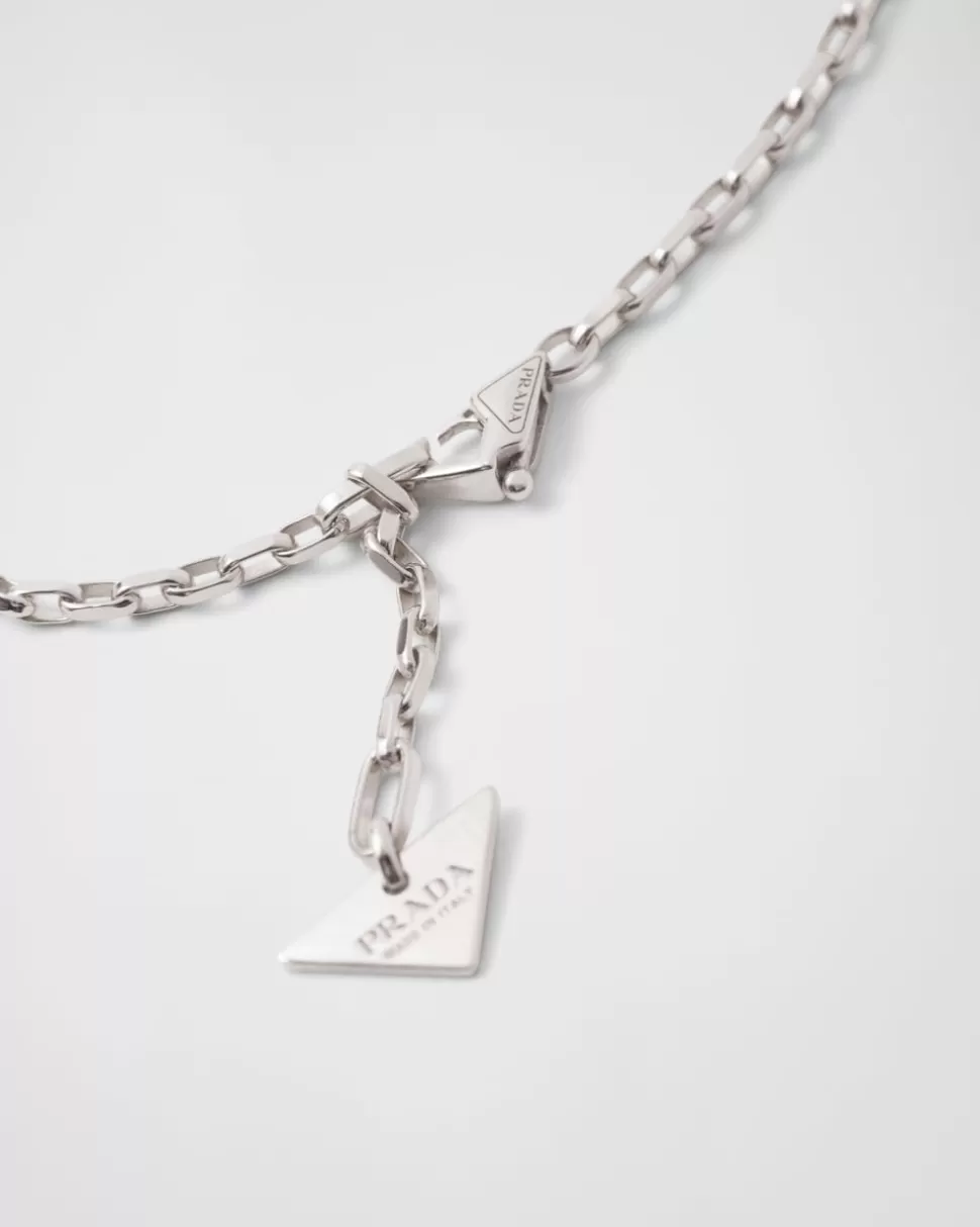 Prada Collar Con Minicolgante Triangular Eternal Gold En Oro Blanco Y Diamantes^Mujer/Hombre COLECCIÓN DE JOYERÍA ELEGANTE | COLECCIÓN DE JOYERÍA ELEGANTE
