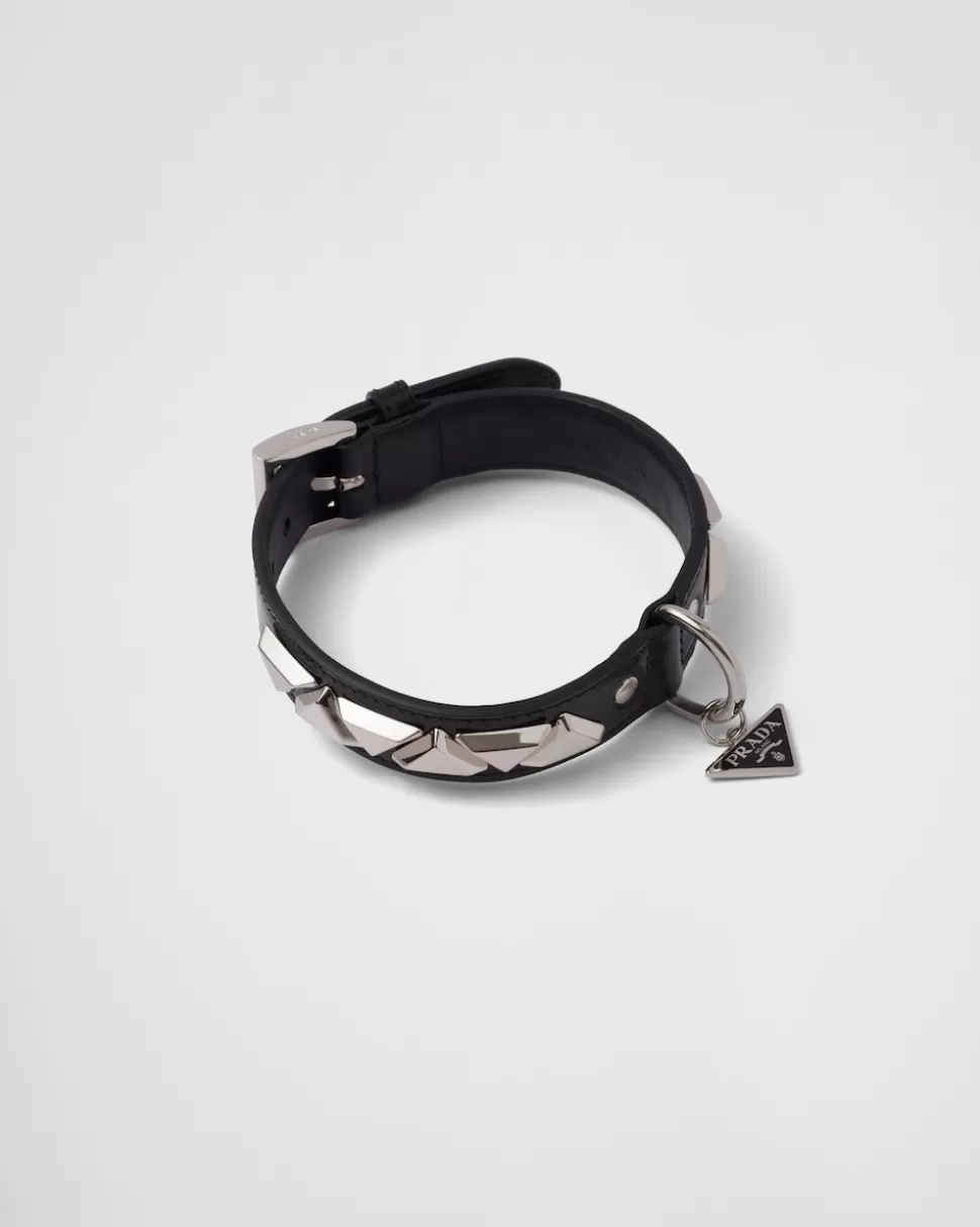 Prada Collar Para Mascotas De Piel Con Tachuelas^Mujer/Hombre ACCESORIOS PARA MASCOTAS | ACCESORIOS PARA MASCOTAS