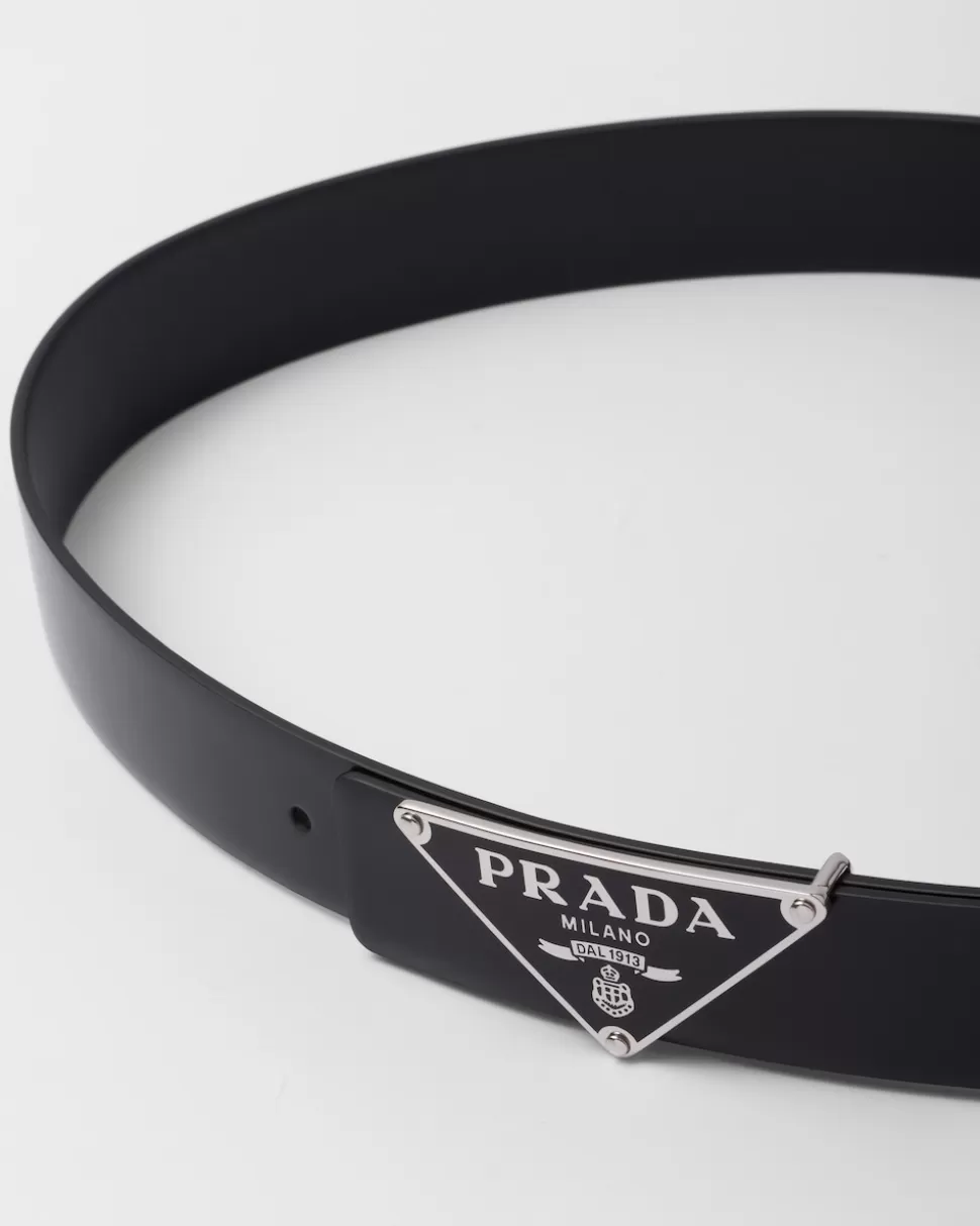 Prada Correa De Cinturón De Piel Cepillada^Hombre CINTURONES PERSONALIZADOS