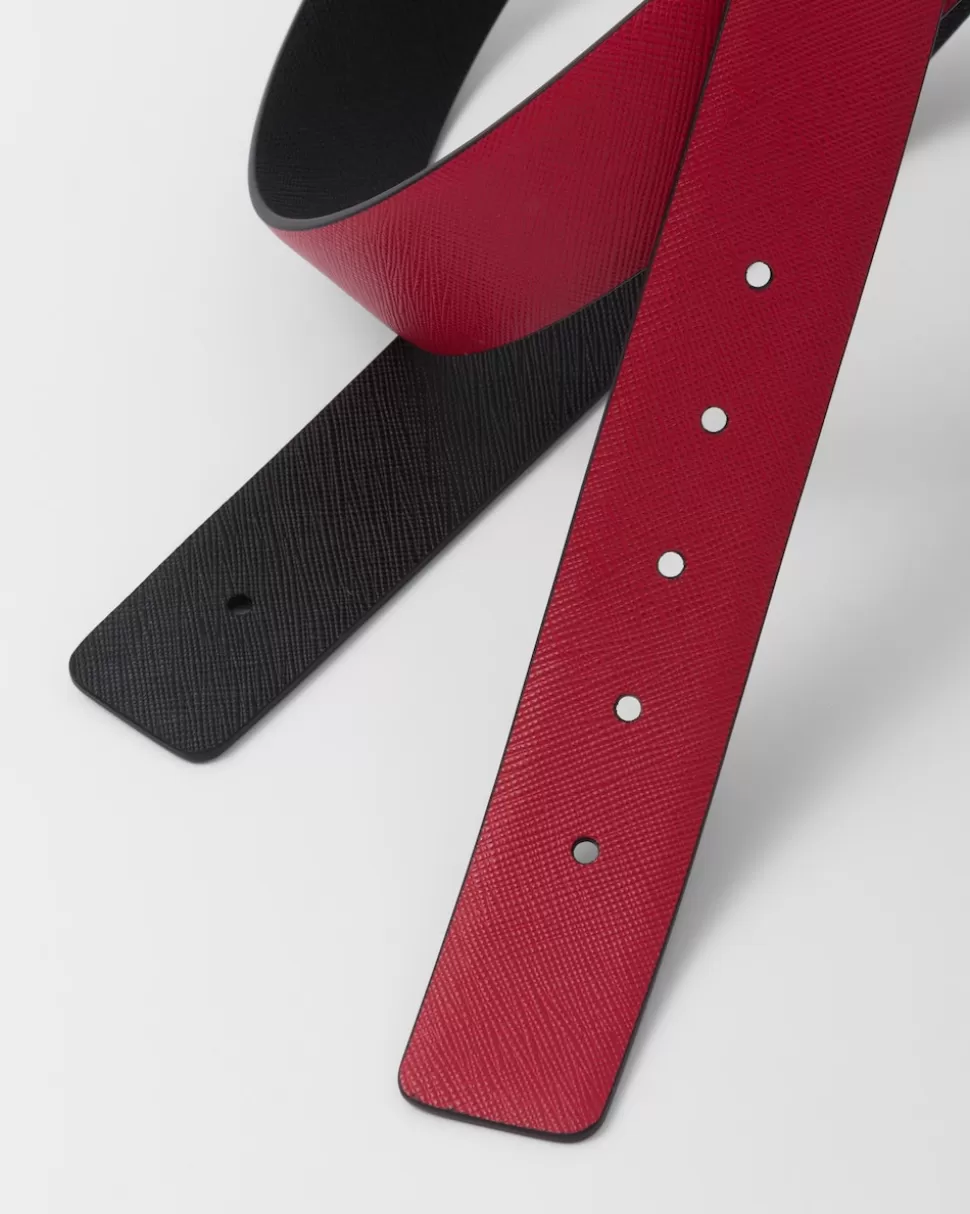 Prada Correa De Cinturón Reversible De Piel Saffiano^Hombre CINTURONES PERSONALIZADOS