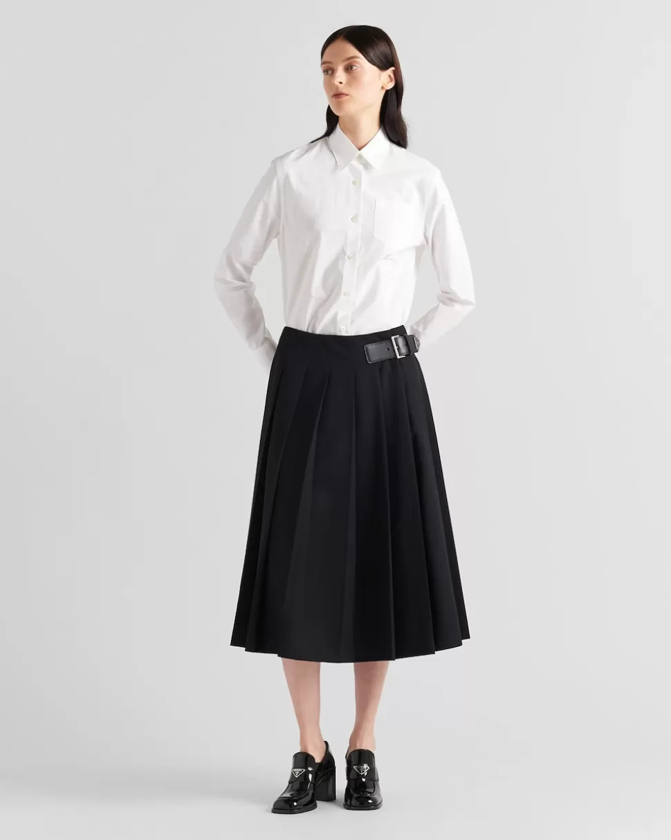 Prada Falda Midi De Gabardina^Mujer FALDAS