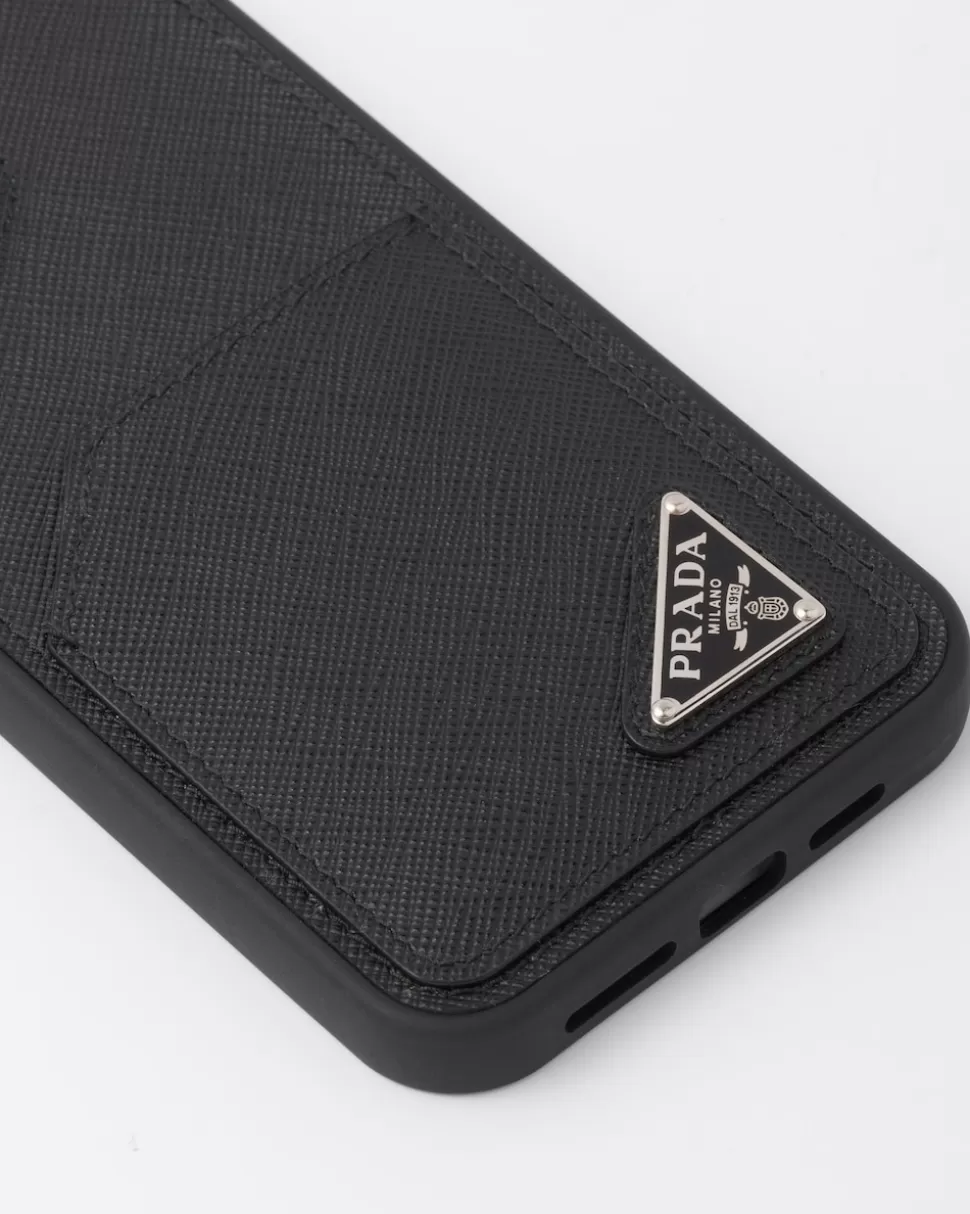 Prada Funda De Iphone 14 Pro Max De Piel Saffiano^Hombre ACCESORIOS TECNOLÓGICOS Y LLAVEROS