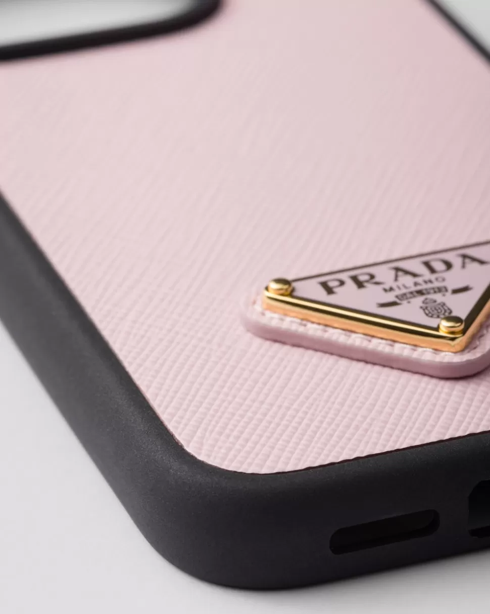 Prada Funda Para Iphone 15 Pro De Piel Saffiano^Mujer ACCESORIOS TECNOLÓGICOS Y LLAVEROS