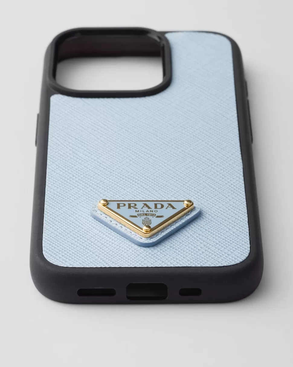 Prada Funda Para Iphone 15 Pro De Piel Saffiano^Mujer ACCESORIOS TECNOLÓGICOS Y LLAVEROS