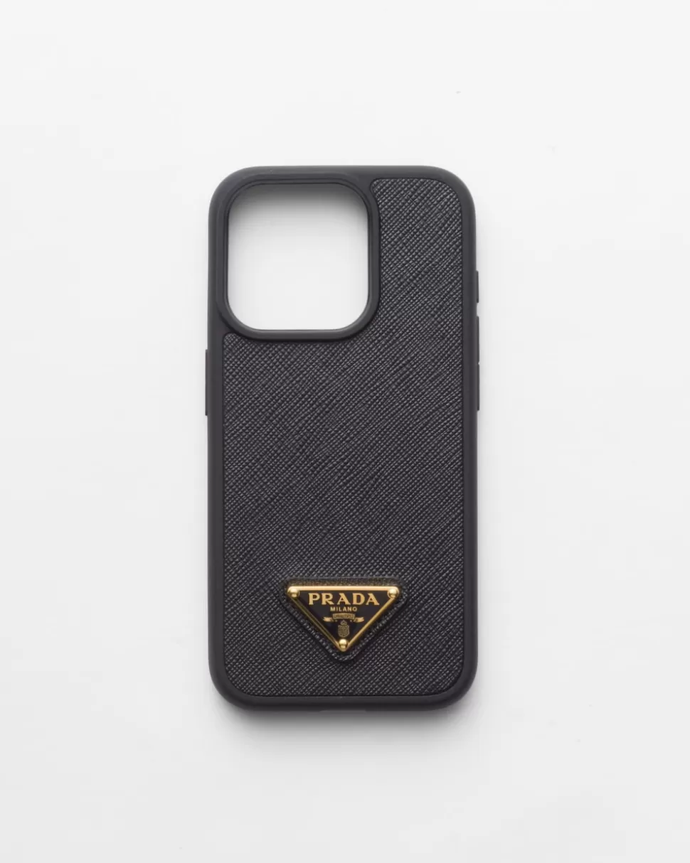 Prada Funda Para Iphone 15 Pro De Piel Saffiano^Mujer ACCESORIOS TECNOLÓGICOS Y LLAVEROS