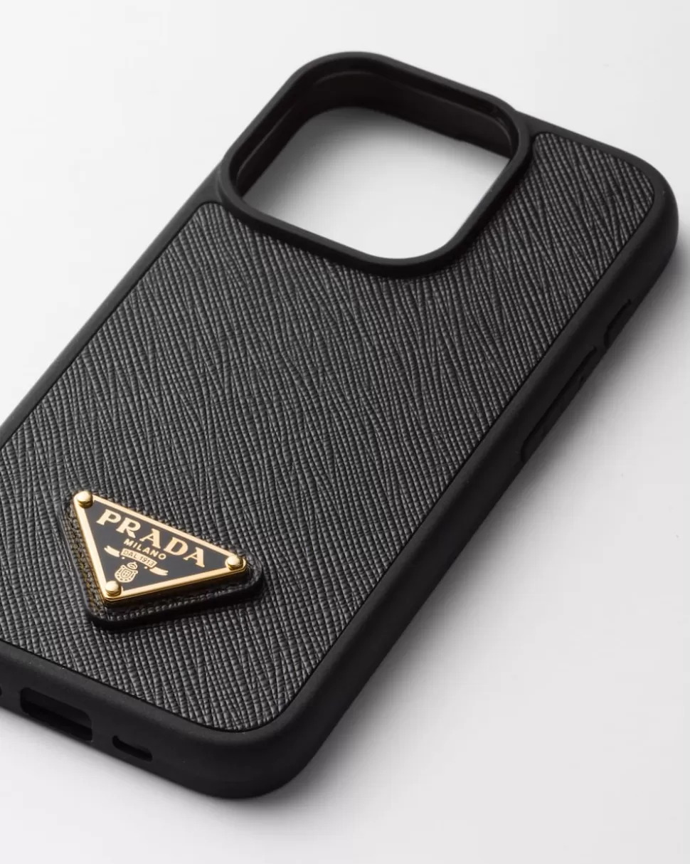 Prada Funda Para Iphone 15 Pro De Piel Saffiano^Mujer ACCESORIOS TECNOLÓGICOS Y LLAVEROS