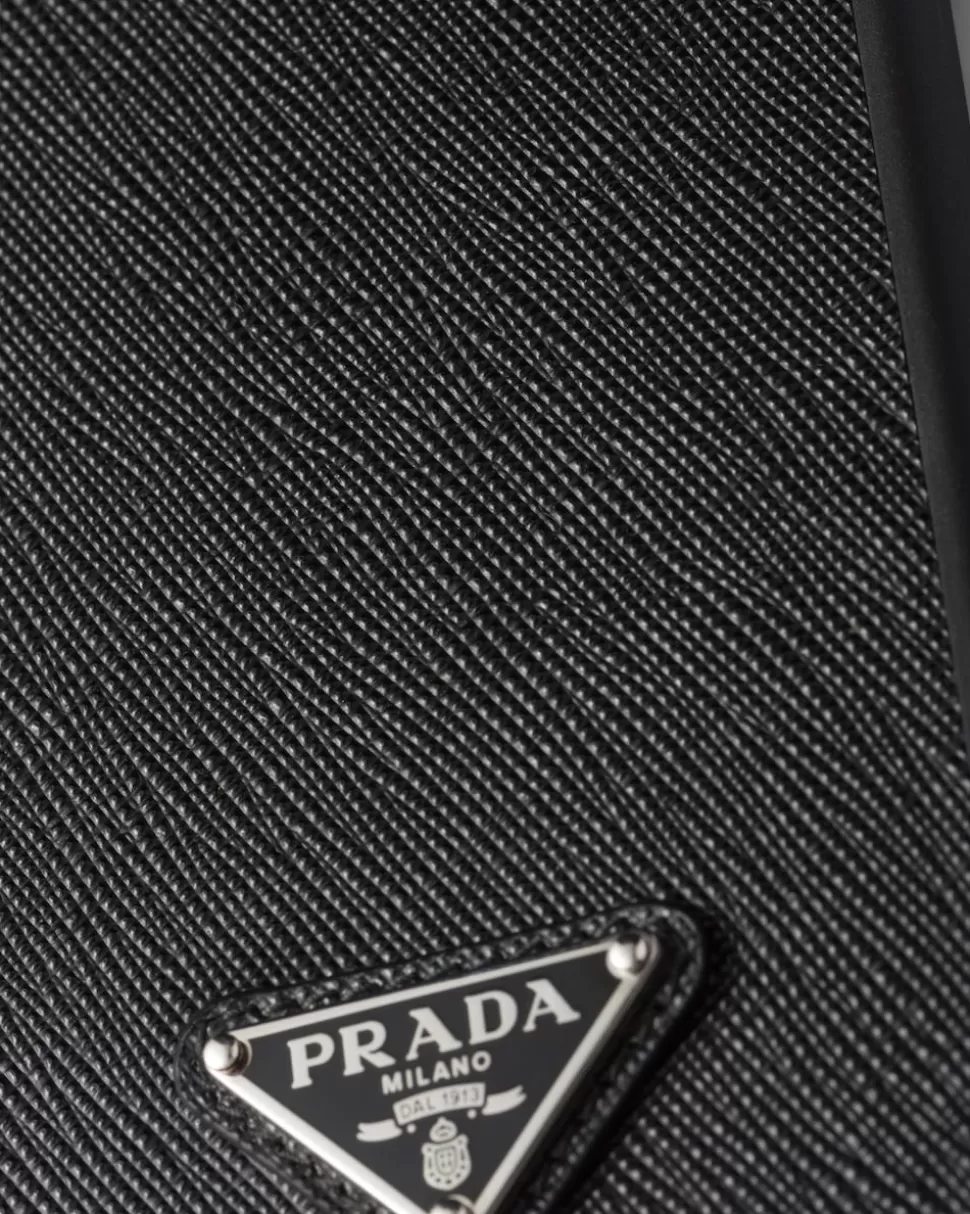 Prada Funda Para Iphone 15 Pro Max De Piel Saffiano^Hombre ACCESORIOS TECNOLÓGICOS Y LLAVEROS