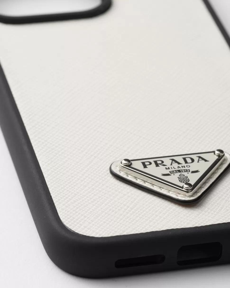 Prada Funda Para Iphone 15 Pro Max De Piel Saffiano^Hombre ACCESORIOS TECNOLÓGICOS Y LLAVEROS