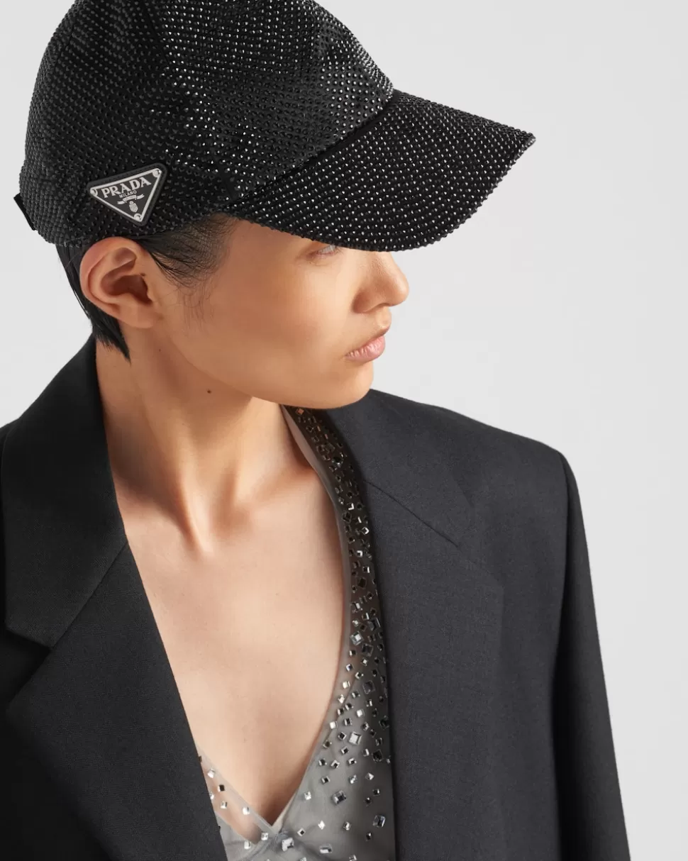 Prada Gorra De Béisbol De Duchesse Con Cristales^Mujer SOMBREROS Y GUANTES