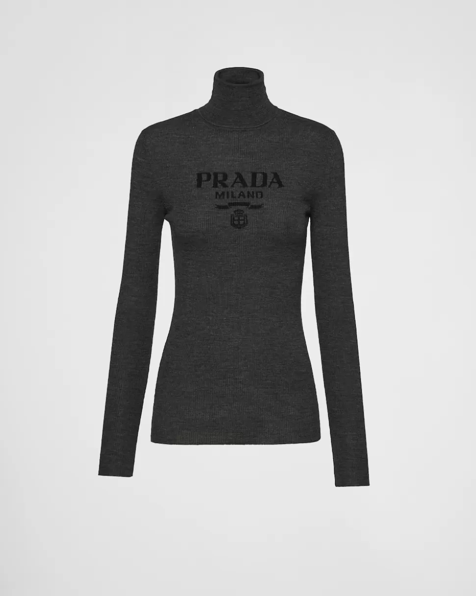 Prada Jersey De Cuello Alto De Lana Superfina^Mujer TEJIDOS DE PUNTO