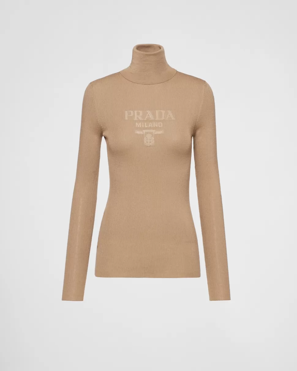 Prada Jersey De Cuello Alto De Lana Superfina^Mujer TEJIDOS DE PUNTO