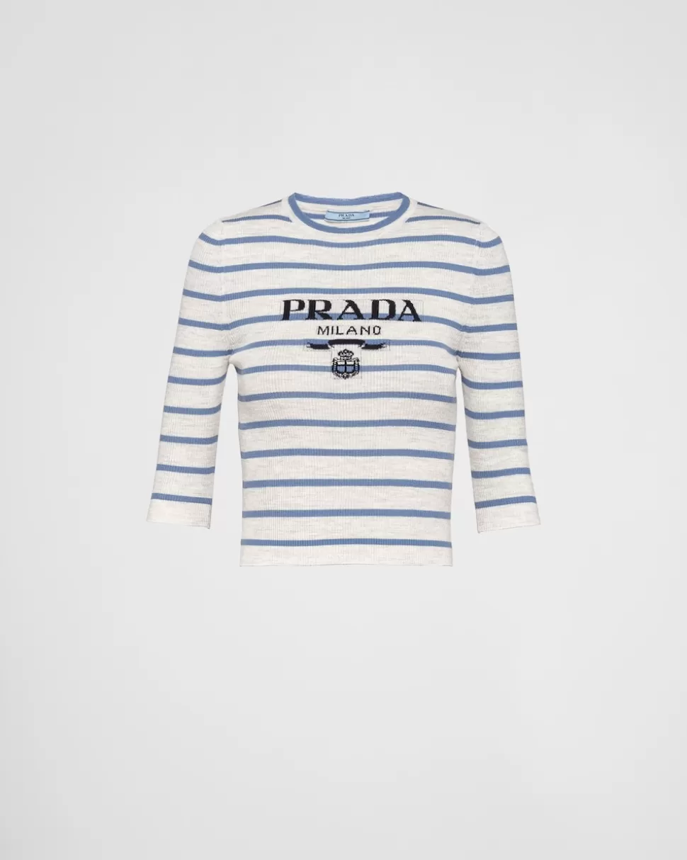 Prada Jersey De Cuello Redondo De Lana Superfina^Mujer TEJIDOS DE PUNTO